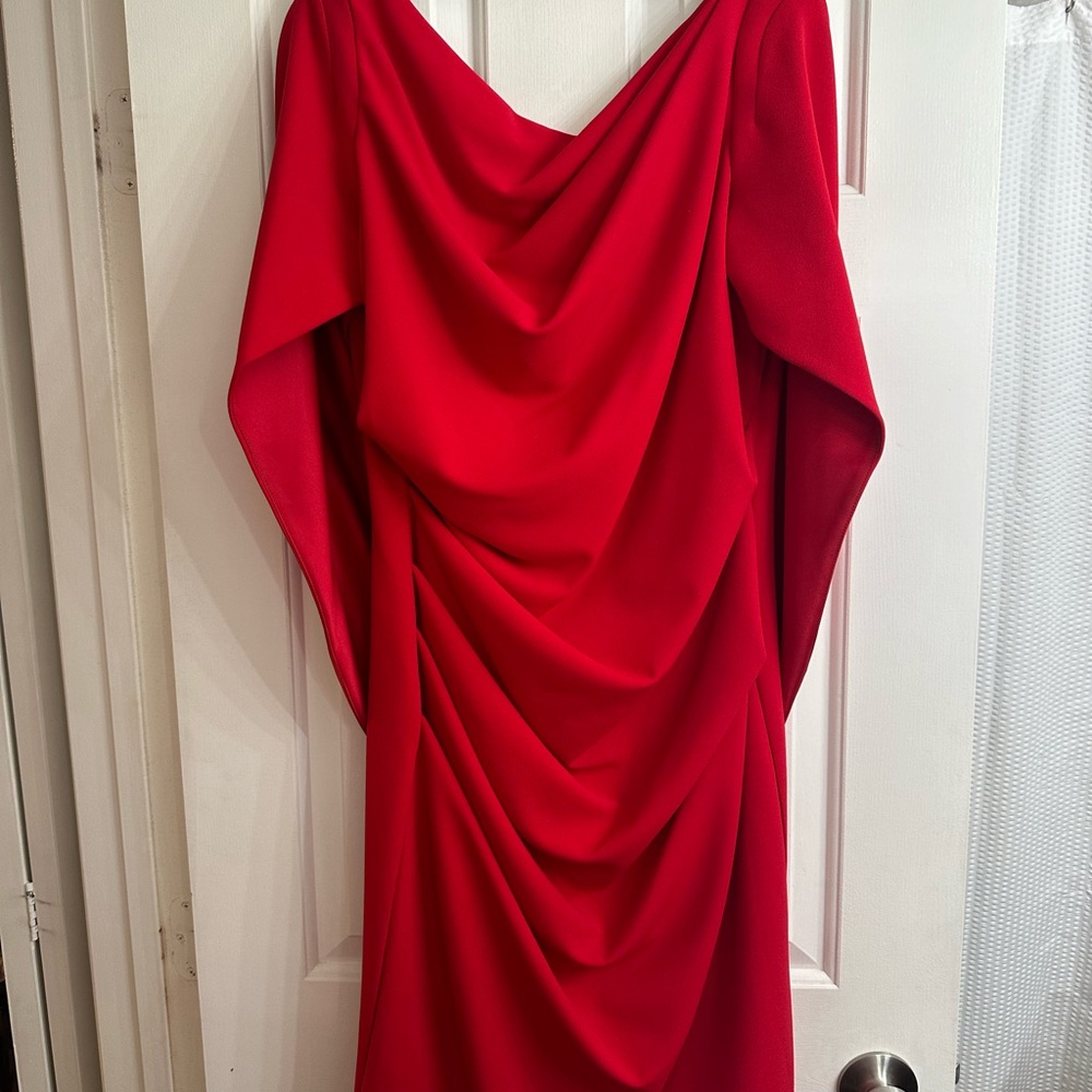 Betsy & Adam Cape Sleeve Crepe Sheath Dress - Picture 5 of 7